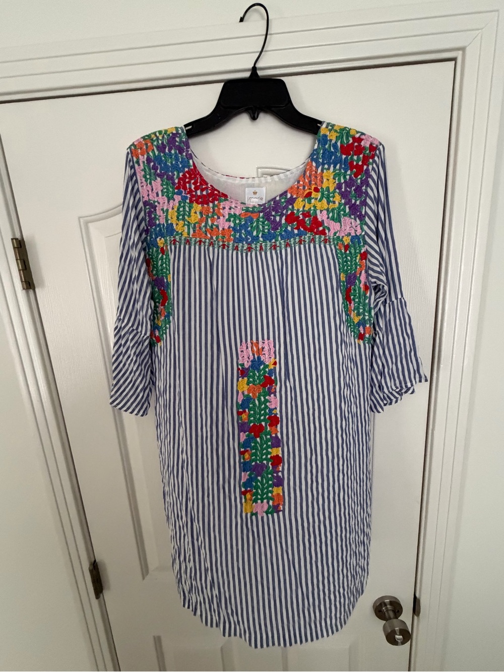 J.Marie Striped Embroidered Dress